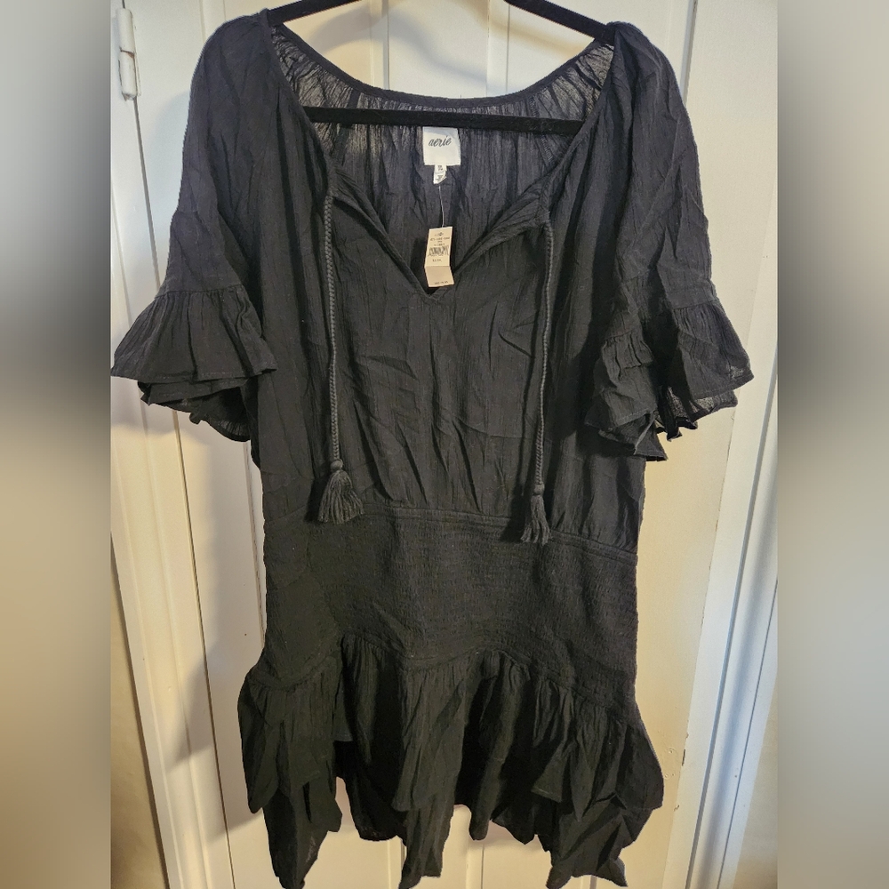 Aerie Black Ruffled Dress XXL NWT